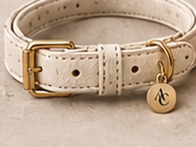 Collar artesanal de cuero: Blanco roto · latón