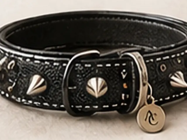 Collar artesanal de cuero, tachuelas y pinchos: Negro · pinchos · acero